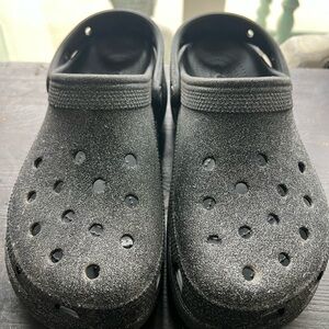 CROCS Glittery Black Mules